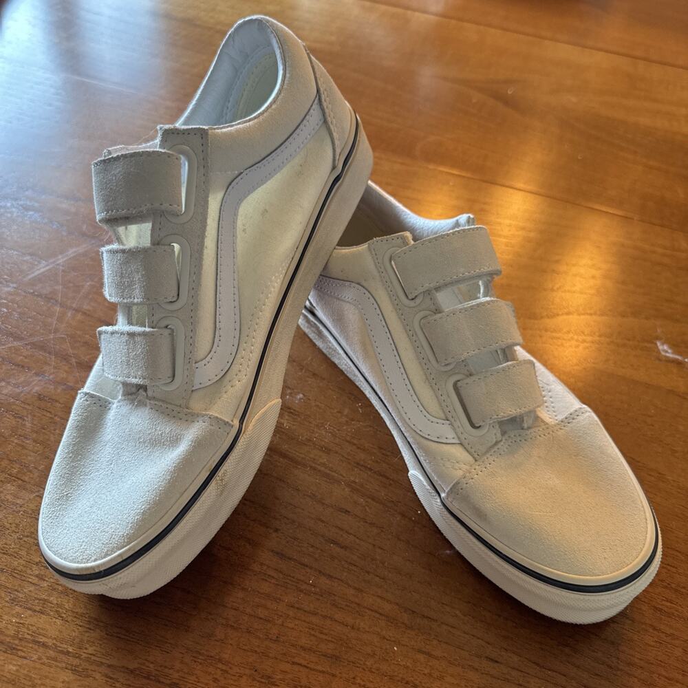 VANS OLD SKOOL V SUEDE CANVAS SHOE MARSHMALLOW/TURTLEDOVE Men's 6.5 /Women's 8